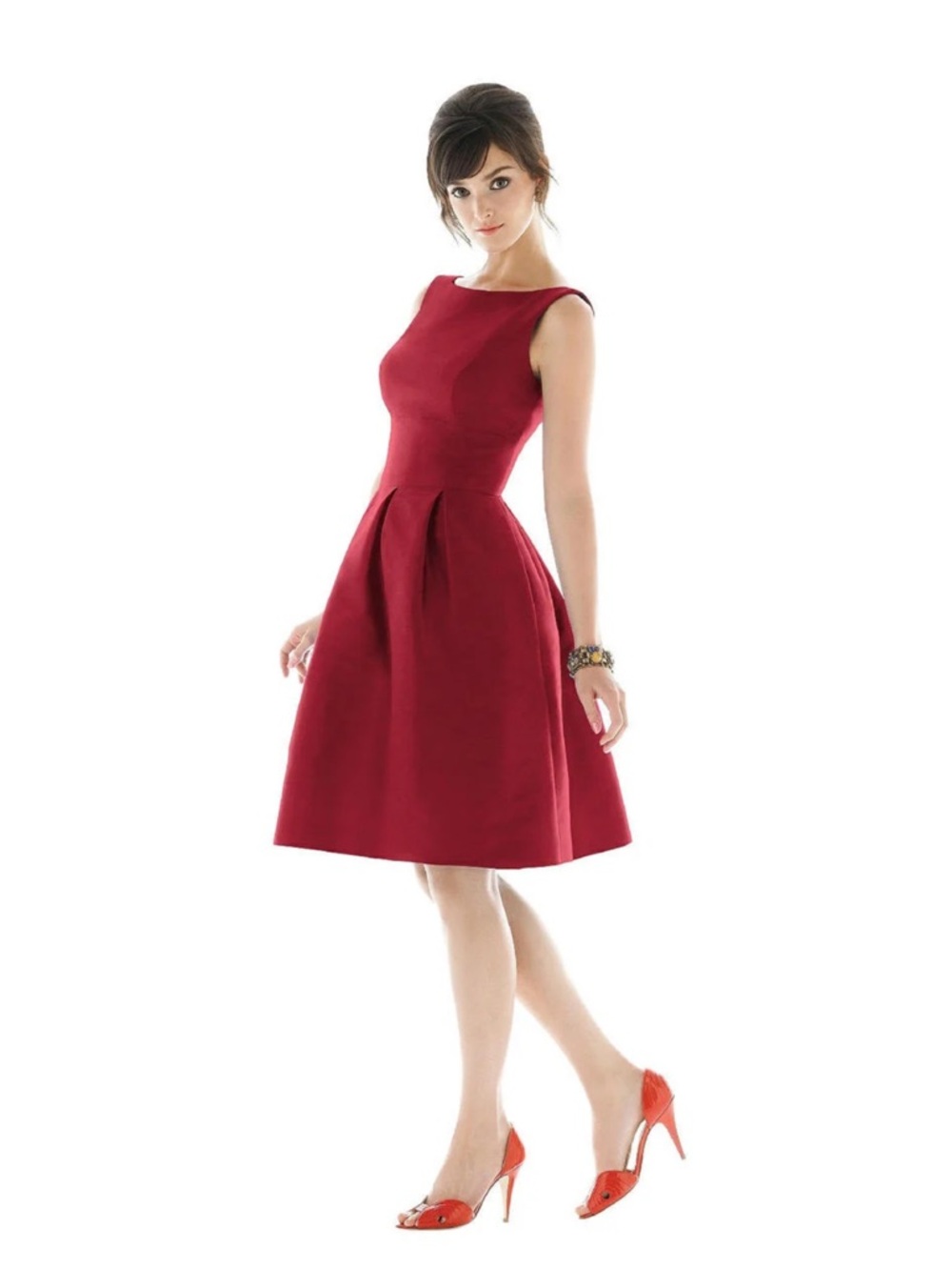 NWT 💗ALFRED SUNG Sangria Sleeveless Fit-and-Flare Dress with pockets Sz12